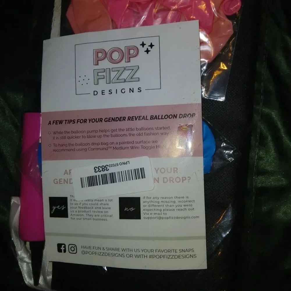 Pop Fizz Designs Gender Reveal Balloon Drop Bag Kit